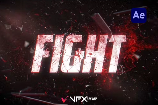 激进动感热血拳击搏击战斗宣传片头展示AE模板 Fight NightAE模板、模板