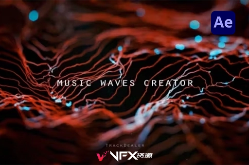 音频可视化波浪线条特效动画AE模板 Music Waves Creator v1.1AE模板、模板