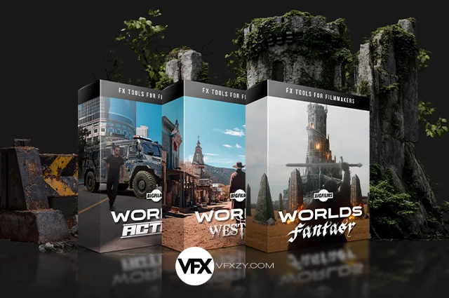 🔥P2三套·3000张奇幻 / 西部 / 动作场景特效素材包｜4K PNG透明通道合成元素（含桥梁城堡、沙漠龙、海盗船、坦克、火车等）