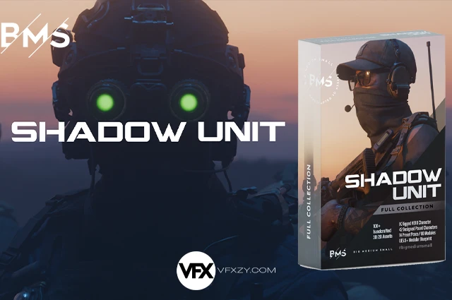 BMS秘密特工特种兵人物角色装备3D模型资产 Shadow Unit Blender/FBX/OBJ/UE5格式