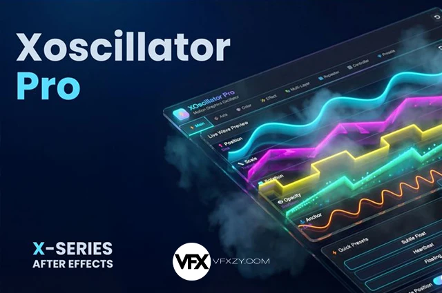 【中文汉化】AE脚本-XOscillator Pro V1.0.0 动态图形MG动画快速生成器 + 使用教程