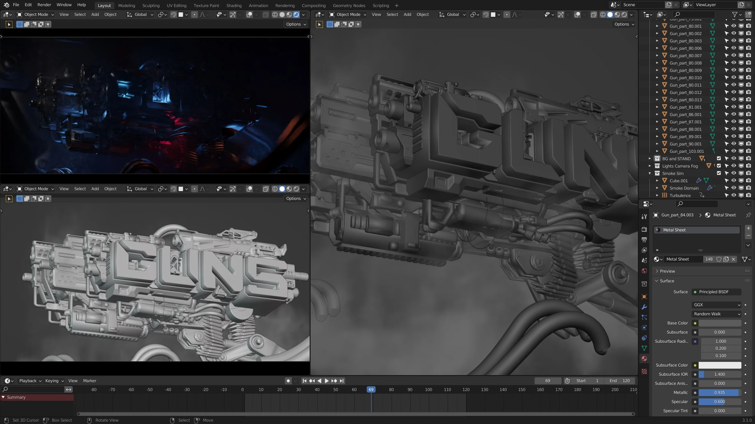 中英文字幕-Blender高燃枪械机械系片头设计教程(含工程文件) Introduction to Title Sequence Design ( Blender 3D) + Premium Edition