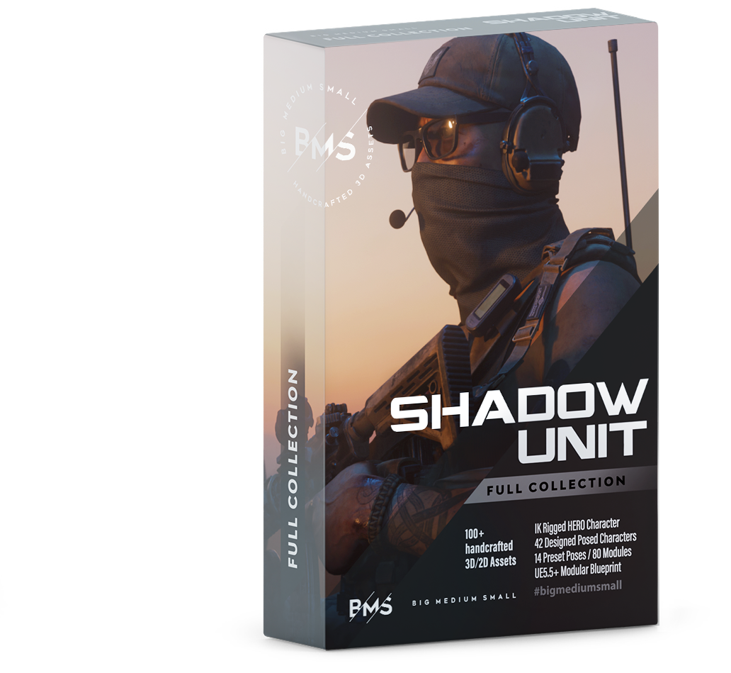 现代特种作战人物角色武装3D模型资产库 BigMediumSmall – Shadow Unit (Blender/FBX/OBJ/UE格式)