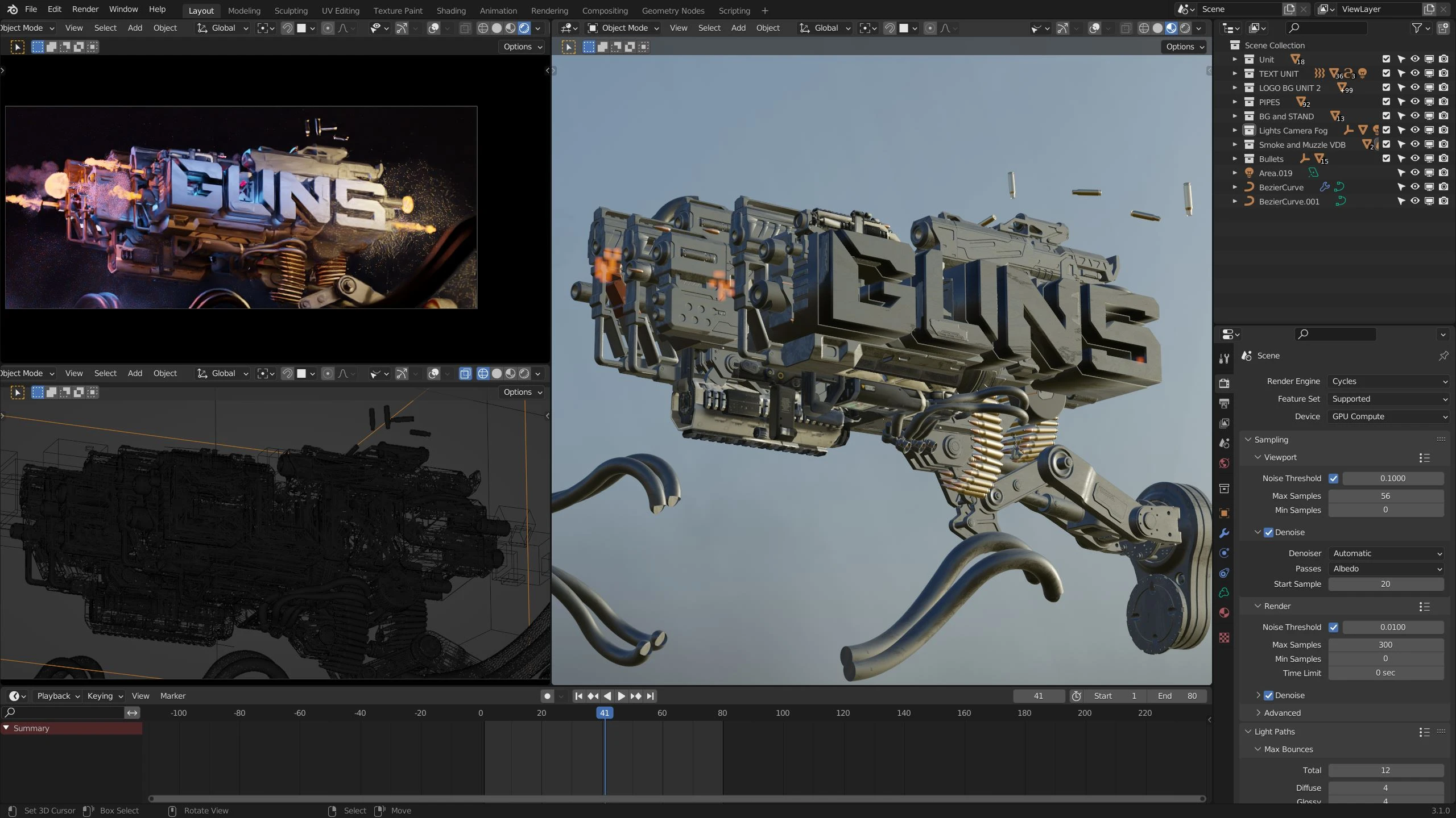 中英文字幕-Blender高燃枪械机械系片头设计教程(含工程文件) Introduction to Title Sequence Design ( Blender 3D) + Premium Edition