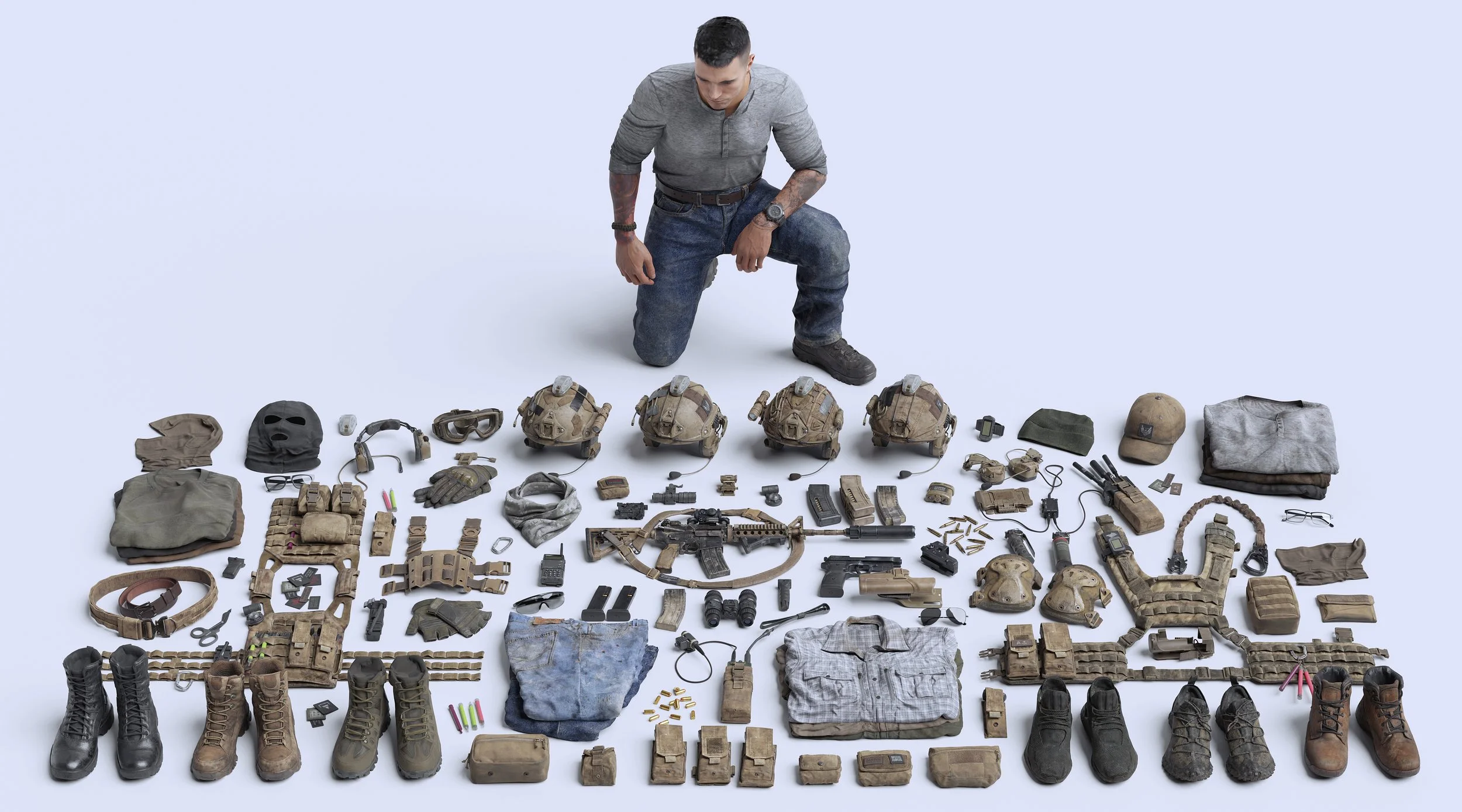 现代特种作战人物角色武装3D模型资产库 BigMediumSmall – Shadow Unit (Blender/FBX/OBJ/UE格式)