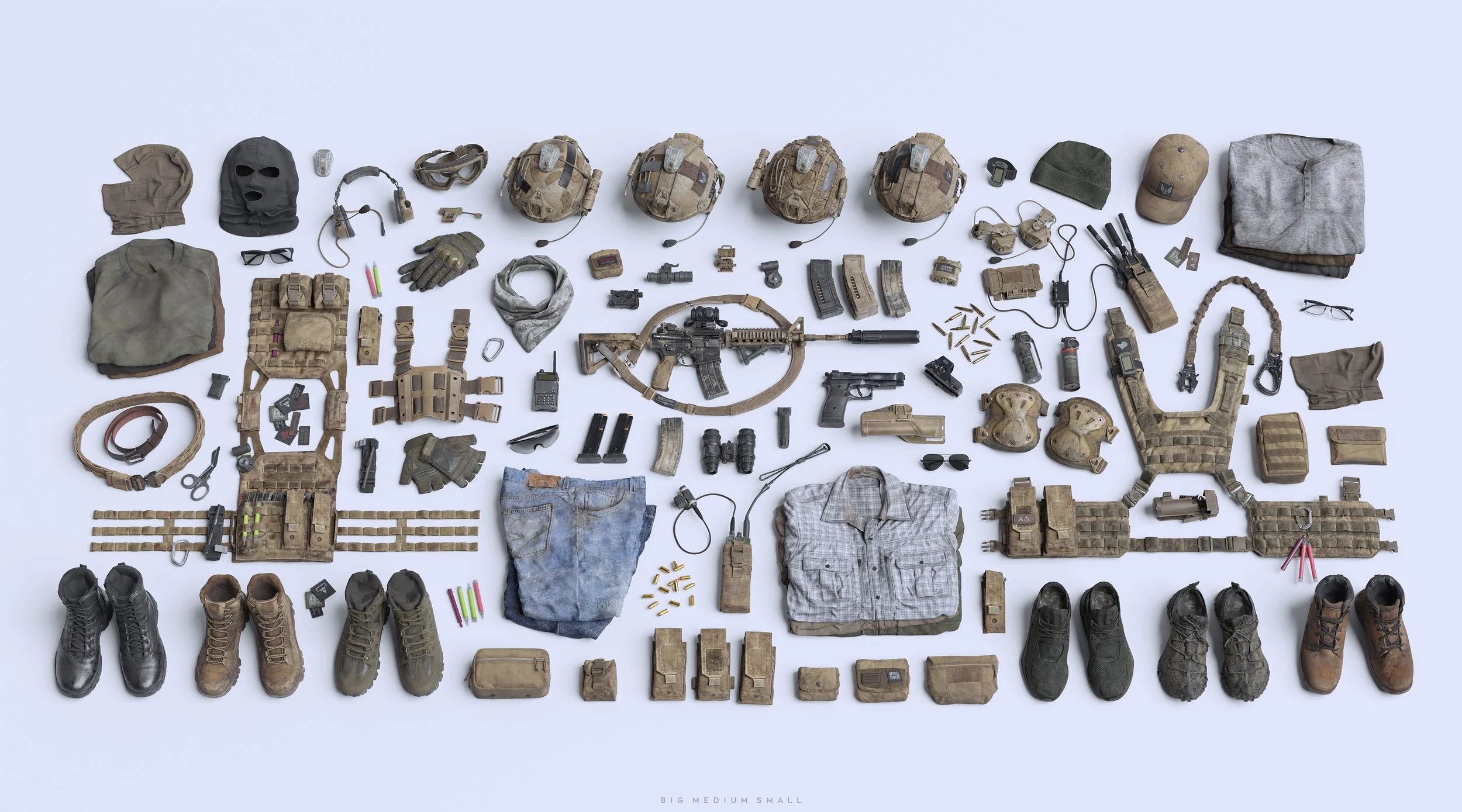 现代特种作战人物角色武装3D模型资产库 BigMediumSmall – Shadow Unit (Blender/FBX/OBJ/UE格式)