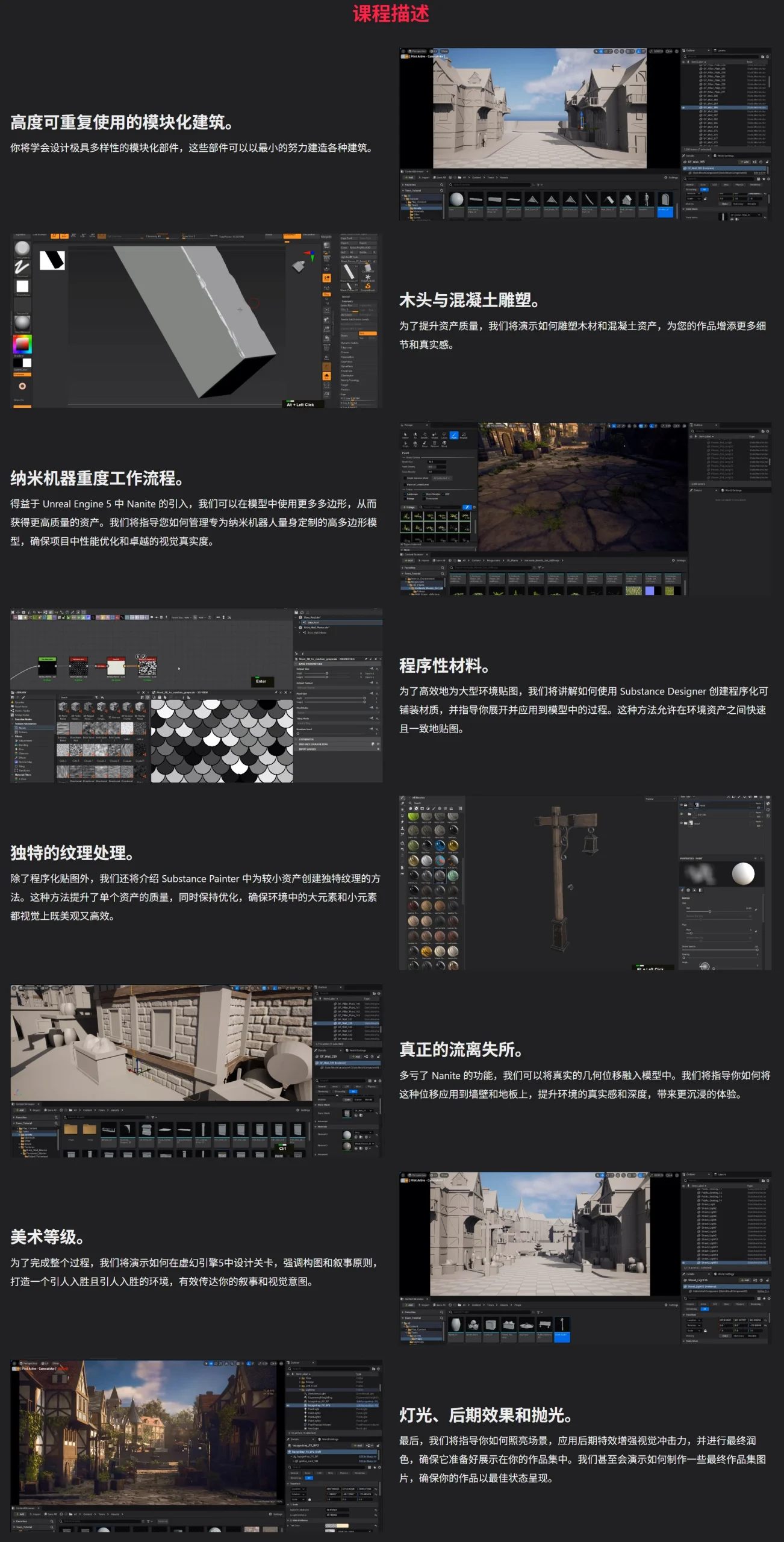 中英文字幕-UE5/Blender/ZBrush/SP中世纪城镇环境建模贴图灯光渲染教程+工程文件 Creating a Medieval Town Environment