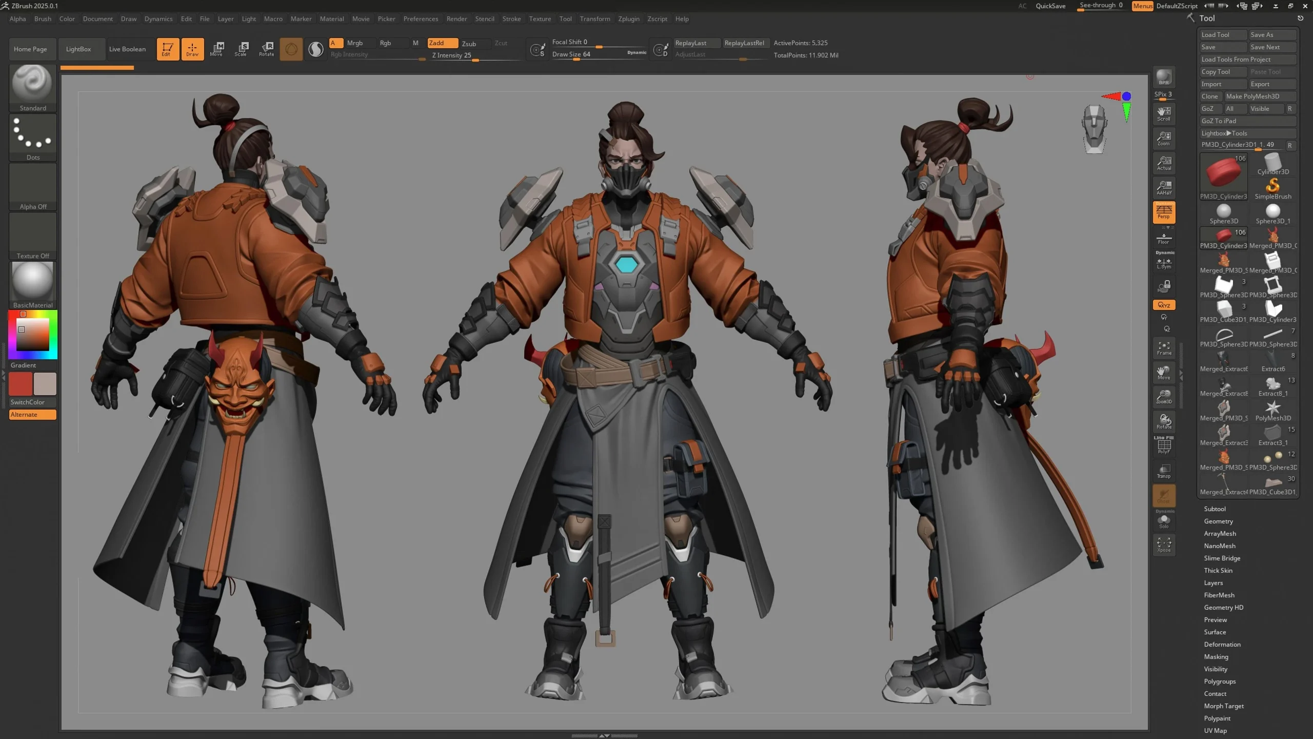 中英文字幕-ZBrush游戏次世代科幻人物高精度角色模型雕刻细化建模教程+工程文件 Creating sci-fi stylized high poly characters in Zbrush