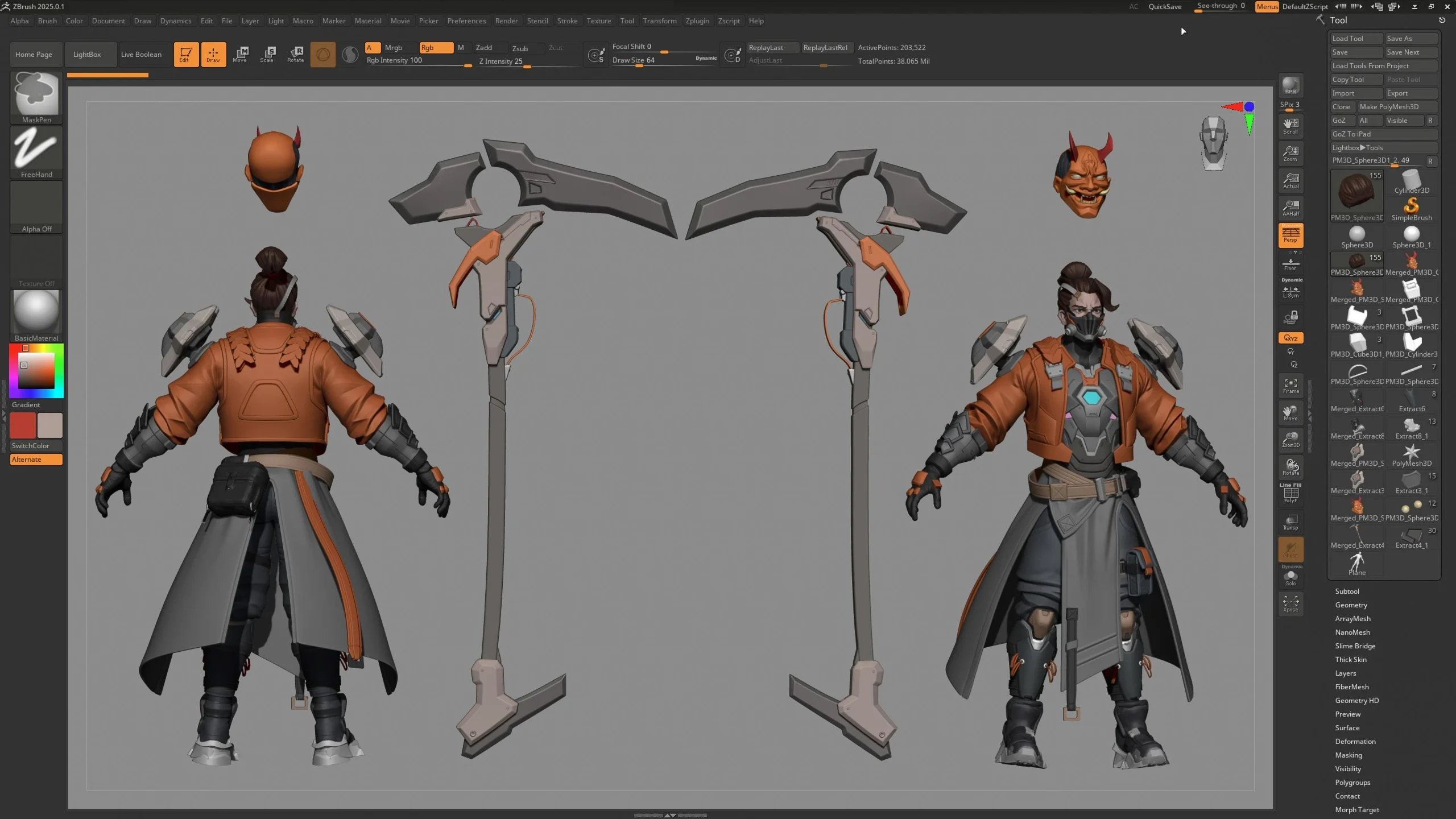中英文字幕-ZBrush游戏次世代科幻人物高精度角色模型雕刻细化建模教程+工程文件 Creating sci-fi stylized high poly characters in Zbrush