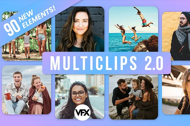 【中英双语】FCPX多画面网格布局分屏动画横屏竖屏效果插件 Multiclips 2.0