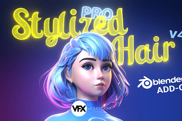 🔥 Blender卡通头发制作插件 Stylized Hair PRO V4.0.1