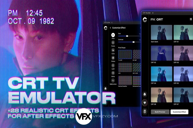 AE脚本-复古老电视机视觉特效 CRT TV Emulator 1.0.0 + 使用教程