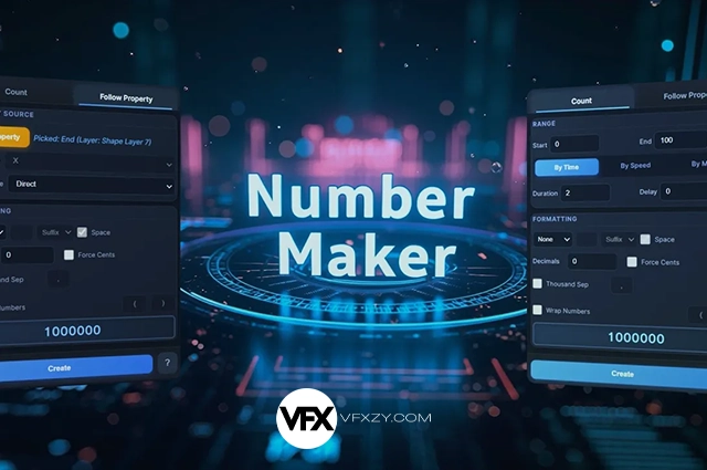 🔢【中文汉化】Number Maker V1.3.0 AE动态数字数值生成脚本
