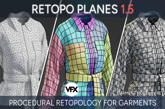 Blender布料重拓扑插件 Retopo Planes V1.6.1
