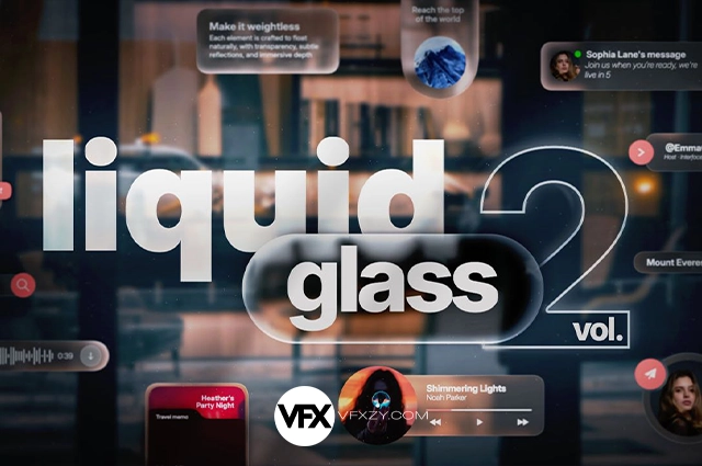 【中文汉化】FCPX插件-45个优雅透明液态玻璃质感文字标题排版动画预设 Liquid Glass Vol.2