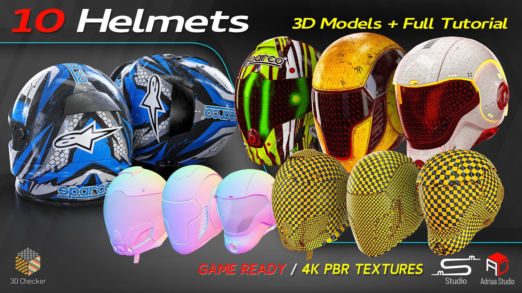 四套Blender/SP汽车方向盘座椅头盔轮毂建模贴图教程(无声)+3D模型合集 Automotive Parts Bundle / 3 Full Tutorial + 4 Bundles Of 3D Models / Driver Seat / Wheels / Helmets And Steering Wheels file (4).jpg